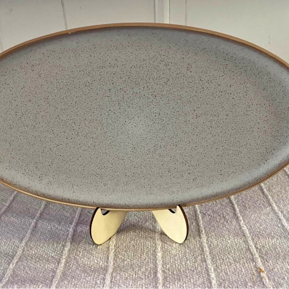Elegant Gray Oval Dinner Plate